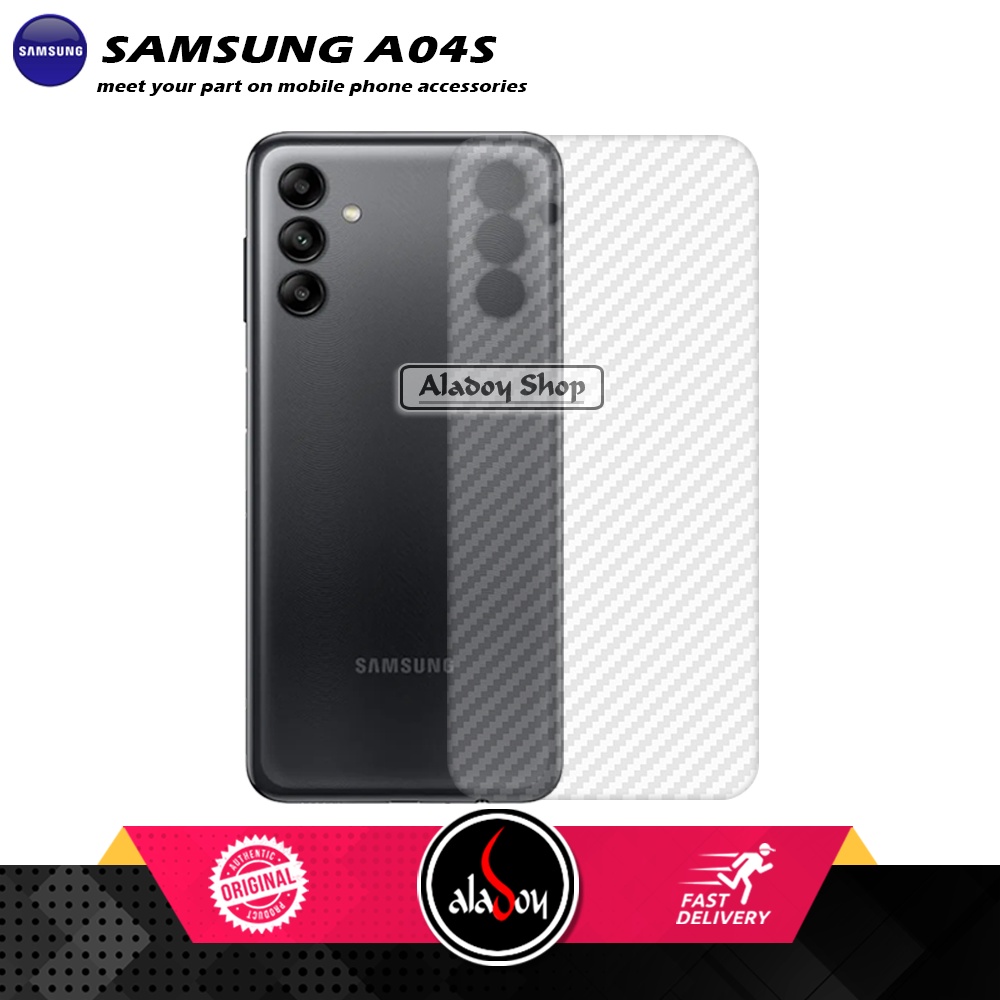 PAKET 2 IN 1 Tempered Glass Layar Samsung A04S 2022 + Skin Carbon Film 3D
