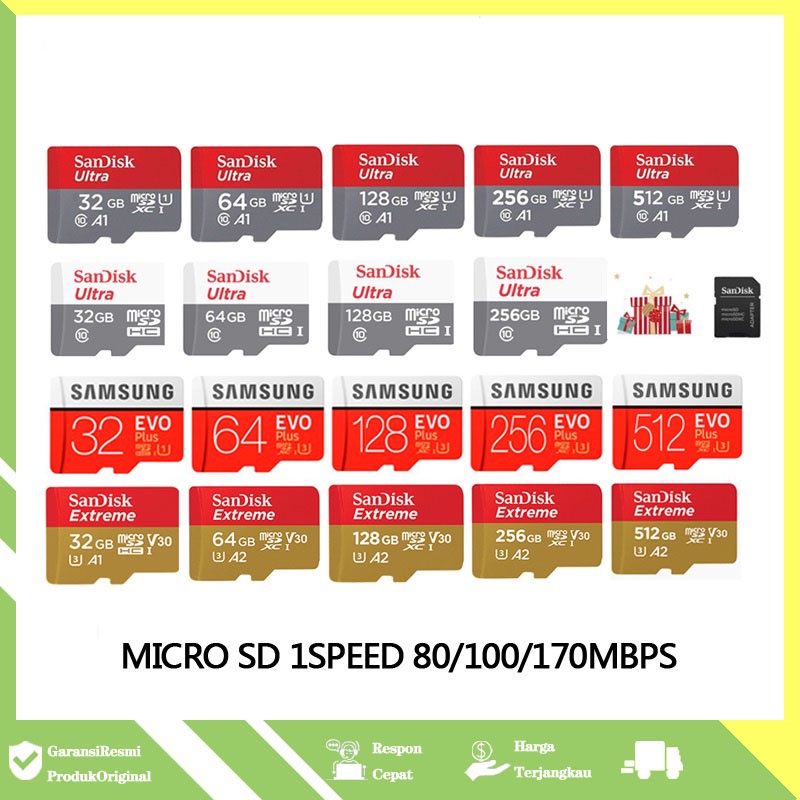 [Promosi Besar] 100% Original Memory Card V-gen Micro SD 32GB/64GB/128GB/256GB/512GB Transfer Up to