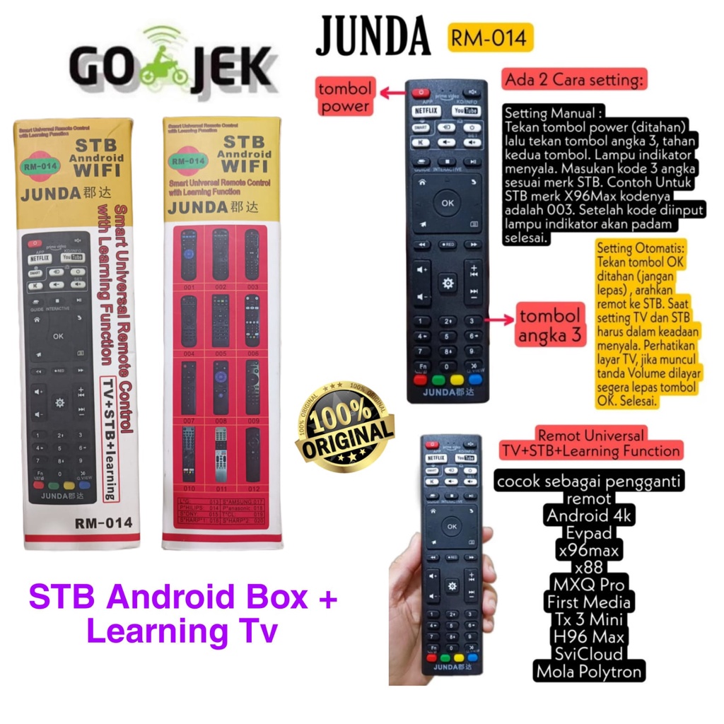 REMOTE MXQ TX3 MINI FLECO JAY PRO ANDROID TV BOX X96 MINI H96MAX 4K JUNDA RM 014 UNIVERSAL EVPAD SCVILOUD