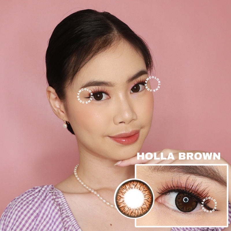 Softlens Kitty Kawaii Mini Holla Brown / Coklat Normal Minus Beda Minus