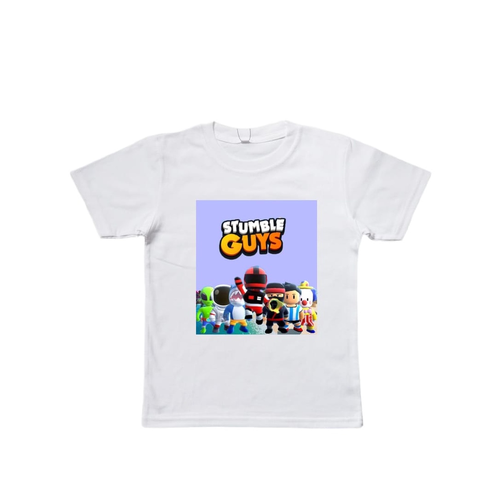 Kaos Stumble Guys Anak Laki Laki Gratis Topi Umur 2 - 10 Tahun Pakaian Kaos Atasan Stumble Guys Anak Lengan Pendek SGL144