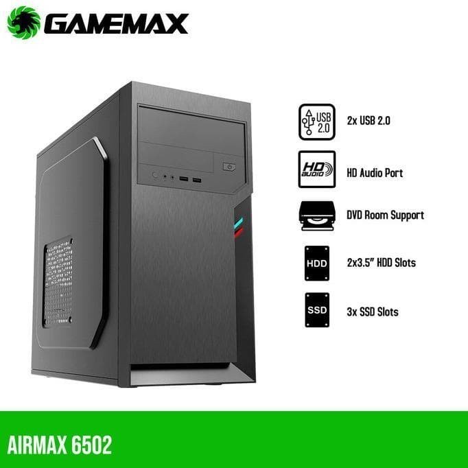 Casing Gamemax Airmax 6502 Micro-ATX PC Case with PSU 500W