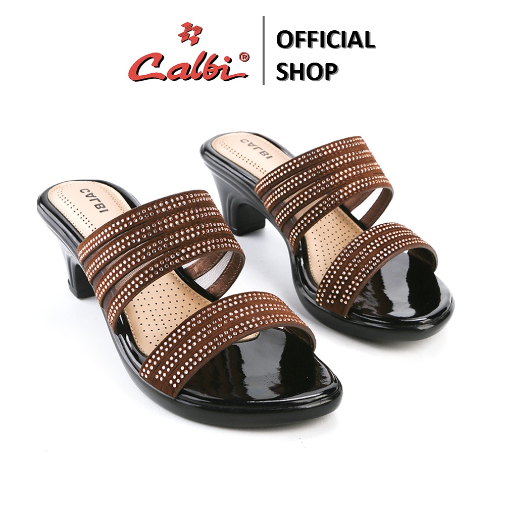 CALBI CRX 1818 Sandal Heels Perempuan 6cm Slip-on Bling-Bling Kondangan Premium Lucy