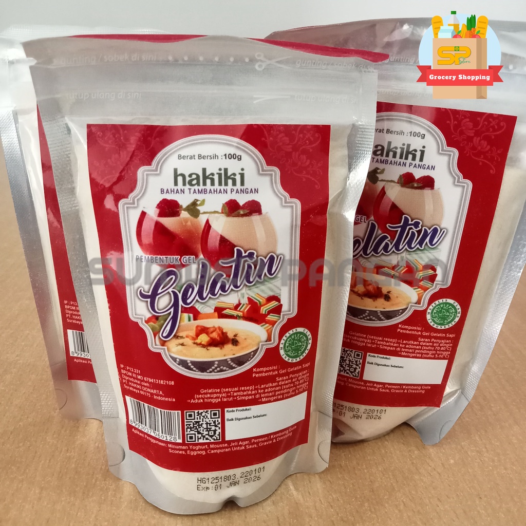 

HAKIKI Gelatin Bubuk / Gelatin Sapi / Gelatine Powder / Gelatin Bloom 100gr HALAL