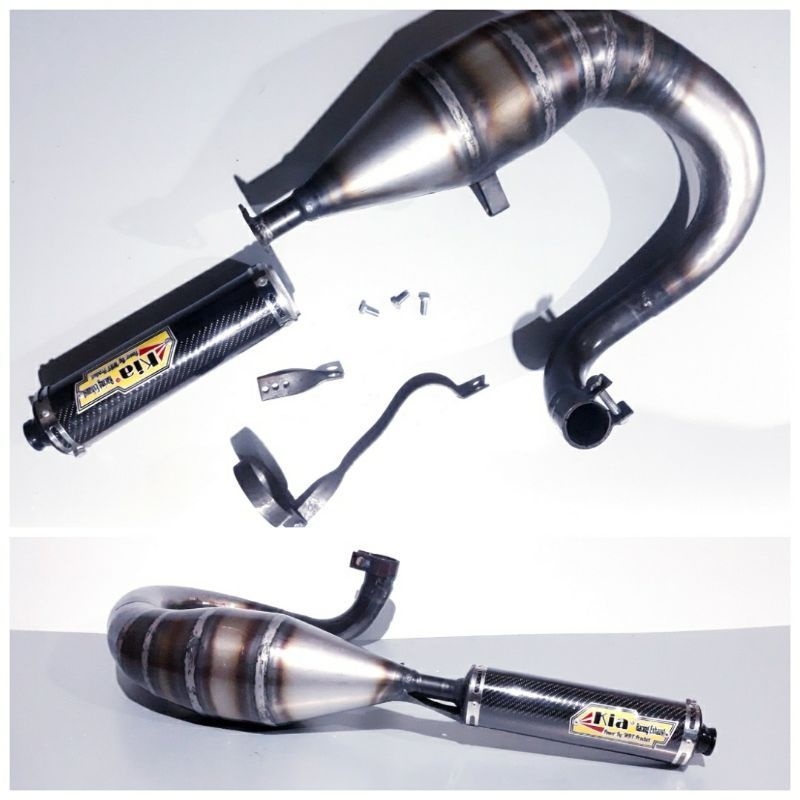 Knalpot vespa buang kiri silencer karbon