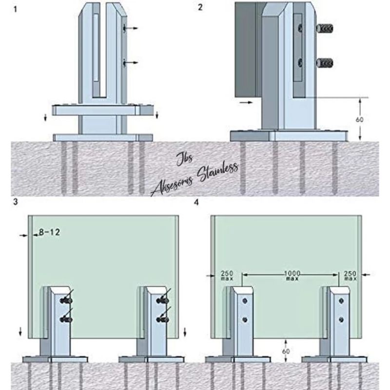 SPIGOT KACA/GLASS CLIP STAINLESS SUS 304