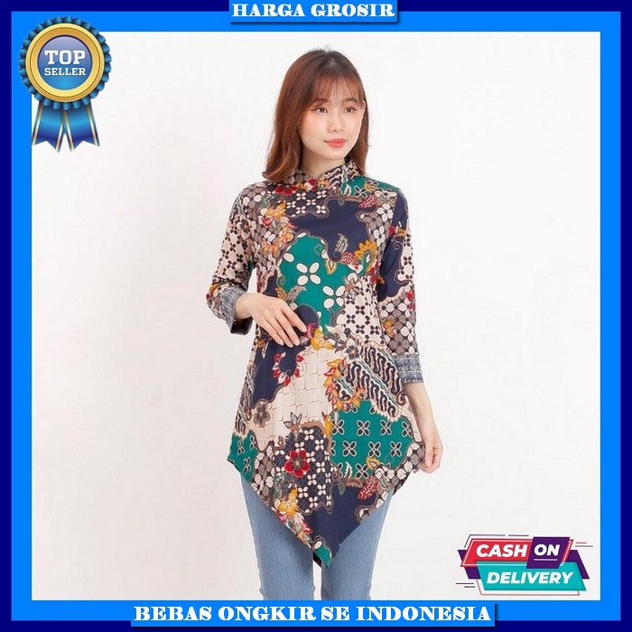 Buju Kerja Perempuan Blus Casual Baju Batik Wanita Buju Cewek Formal Kemeja Dewasa Casual Atasan Ker