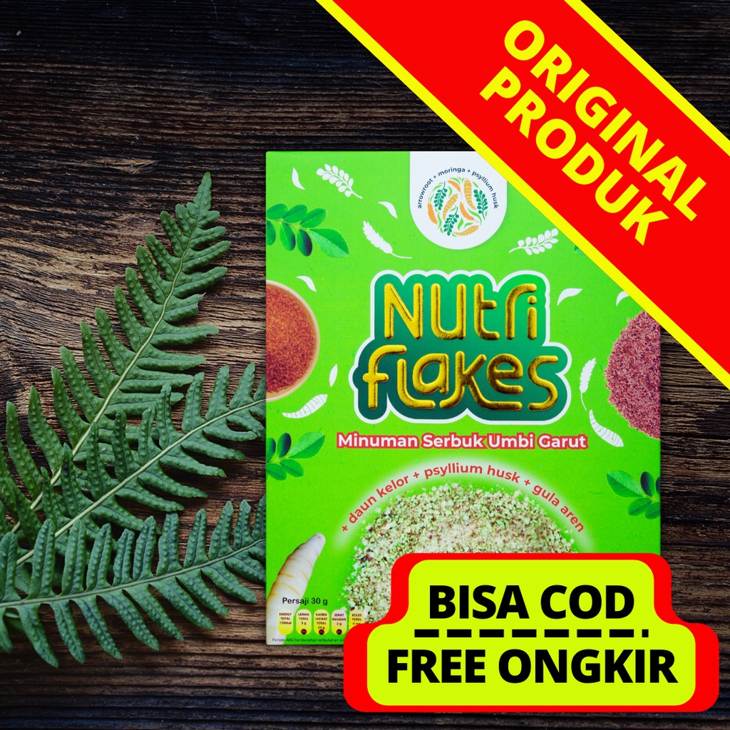 Nutriflakes Minuman Sereal Umbi Garut Non Obat Herbal Diet Tinggi Serat Pelancar BAB Atasi Gastritis Maag Gerd Infeksi Tukak Asam Lambung Sesak Nafas Darah Tinggi 280 gram