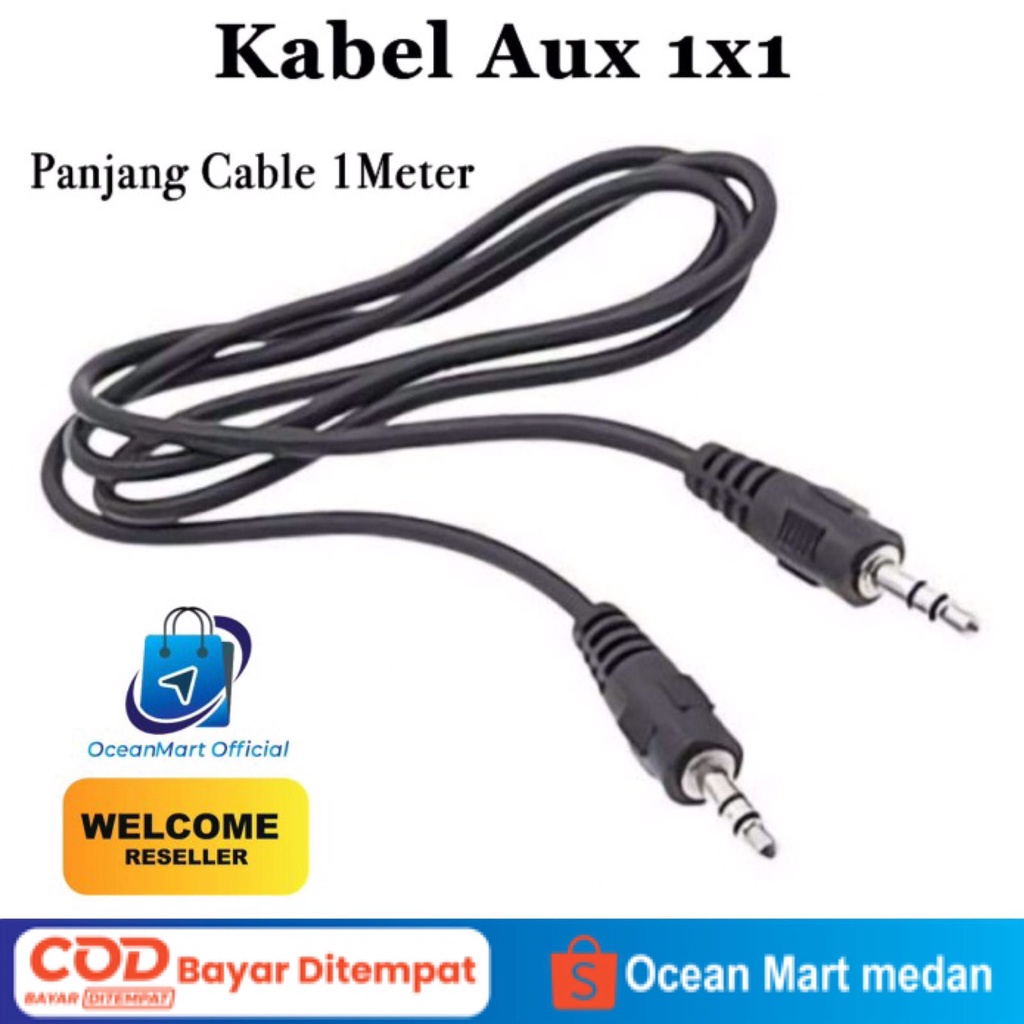 Kabel Aux Jack 3.5mm 1 x 1 Audio Stereo Spiral Male to Male Pendek