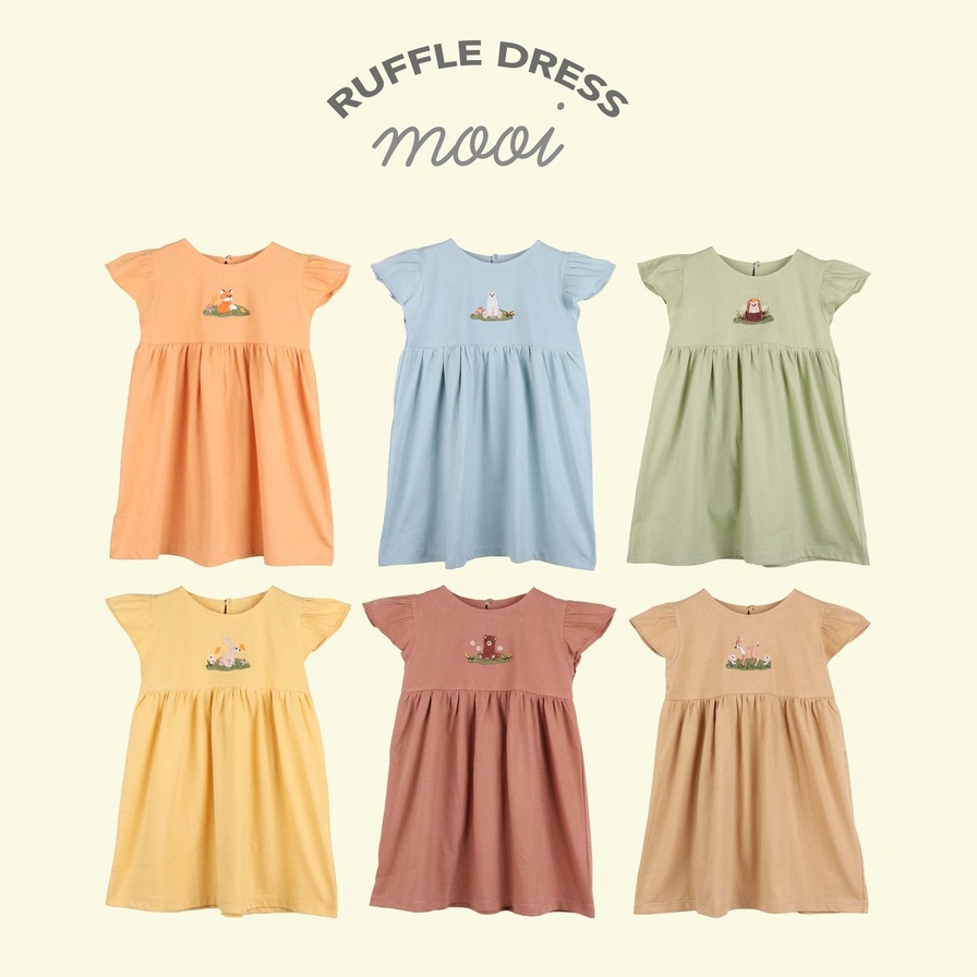 Baju Bayi Dress Anak Perempuan Mooi Ruffle 1-5 Tahun