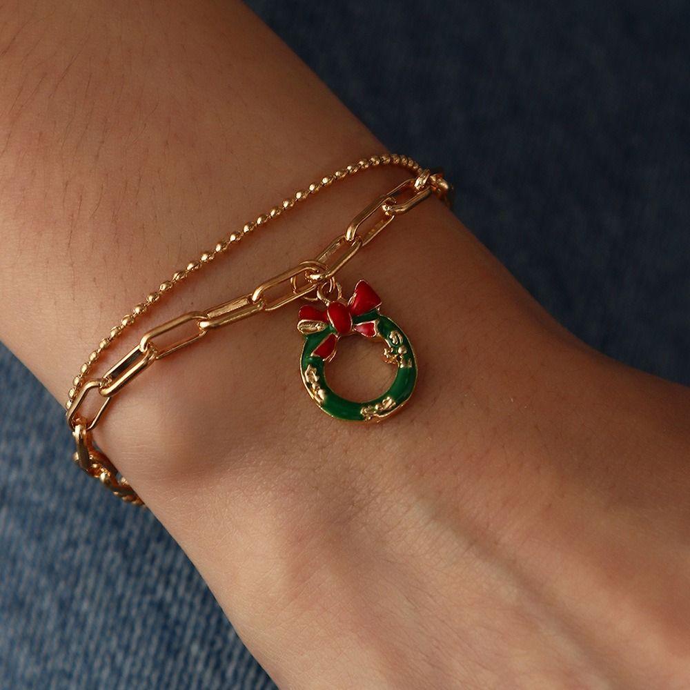 NEEDWAY Needway Wanita Gelang Trendi Niche Desain Elk Snowflake Snowman Gaya Korea Ornamen Festival