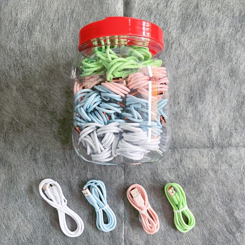 【1151】（Beli 50pcs Gratis Toples）KABEL MACARON KABEL MURAH 5 WARNA MICRO USB UNTUK GROSIR TOPLES