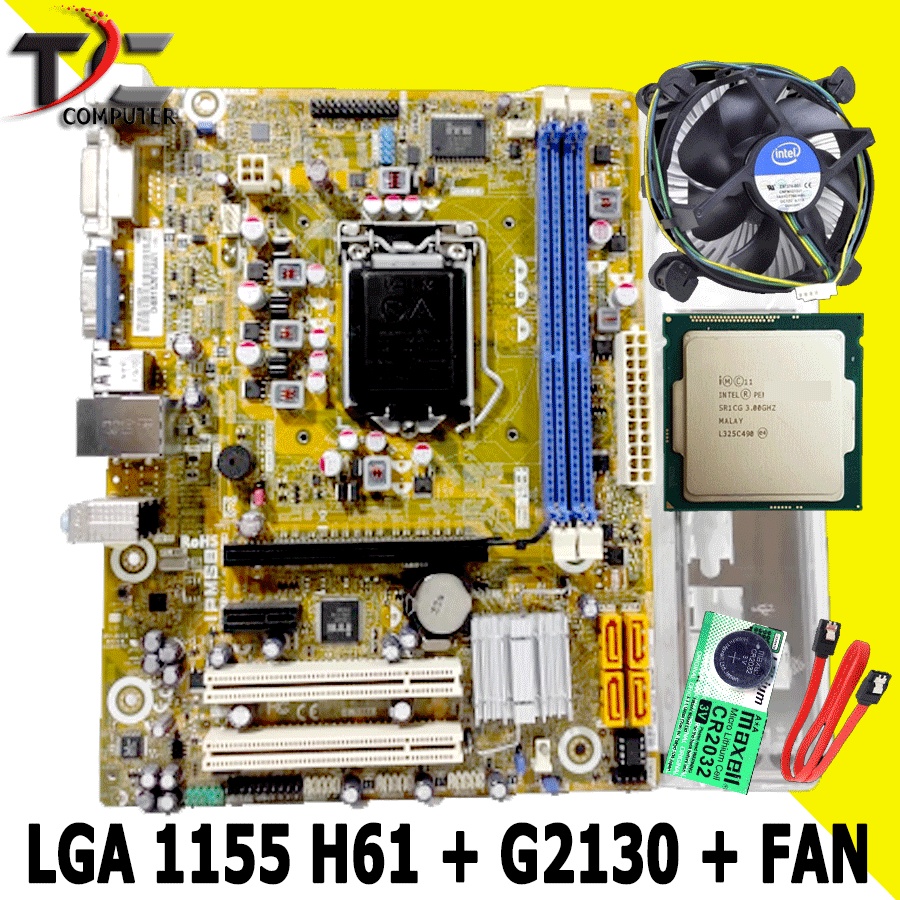 PAKETAN MOBO LGA 1155 H61 PEGATRON + G2130 + FAN