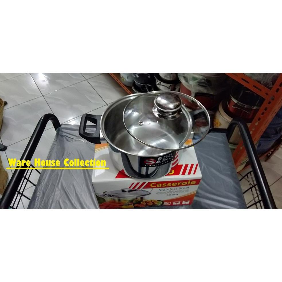 Panci Stainless Steel 555 Tutup Kaca 18 cm