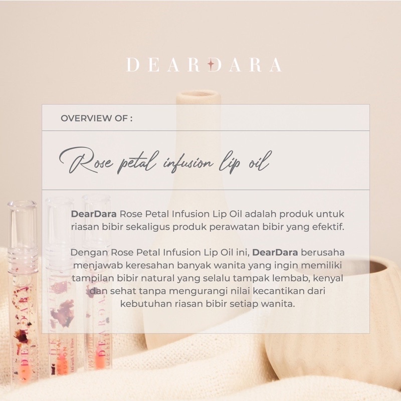 (Free Gift) DEARDARA Rose Petal Infusion Lip Oil with UV Filter