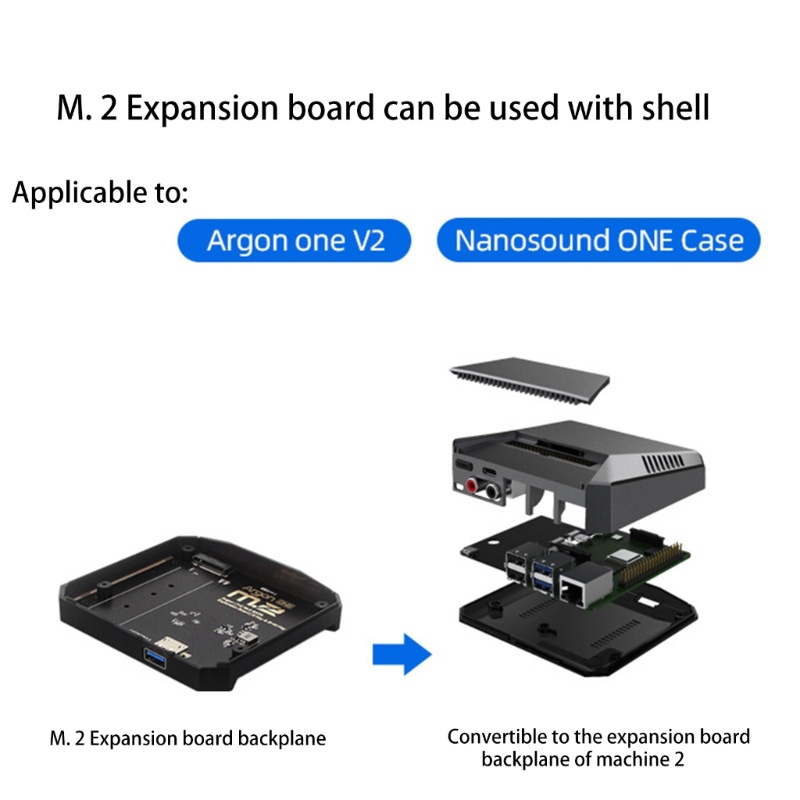 Papan Ekspansi Adapter Usb 3.0 Ke M.2 M.2 SSD Argon ONE V2 M.2 NanosoundONE