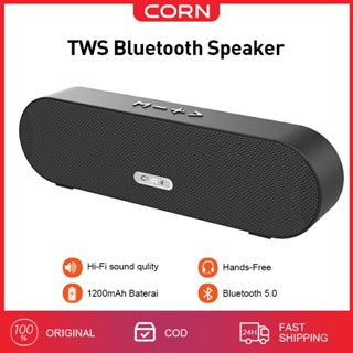 CORN Speaker Bluetooth Portable Wireless SUPER Mega BASS Speker TWS 1200mAh 6W Dual Driver Speakers HiFi Waterproof Support USB/TF Play for Laptop TV Phone Outdoor
