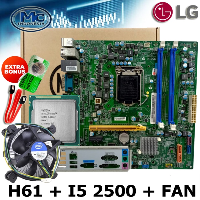 Motherboard 1155 H61+ Processor Intel i5 2500 + FAN