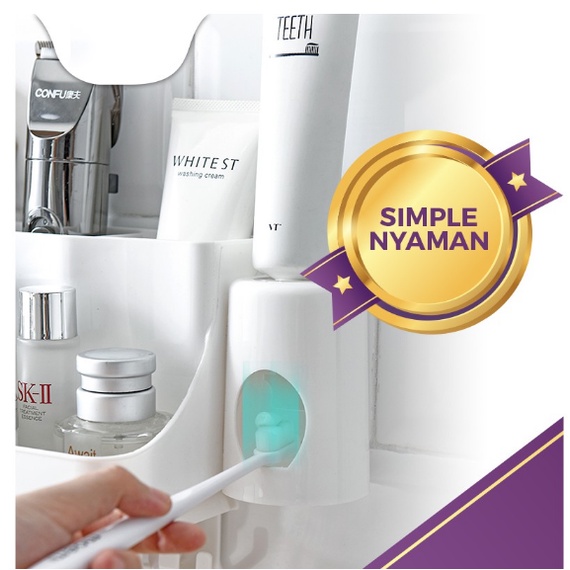 【COD+Pengiriman Cepat】YUN Rak Sikat Gigi Kamar Mandi Tooth Brush Hanger Organizer 2/4 Cup Set Plastik Rak Sikat Gigi  Organizer Tempat Sikat Gigi Dispenser Odol Rak Kamar Mandi Tempat Sabun Squeeze Toothpaste Artifact