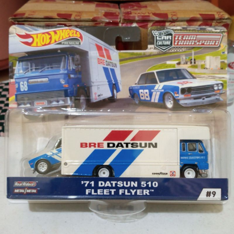 Hot Wheels 71 Datsun 510 FLEET FLYER Team Transport