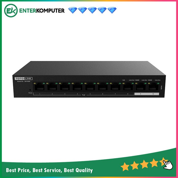 TotoLink 8-Port 10/100M PoE + 2-Port Gigabit Desktop Switch - SW1008P