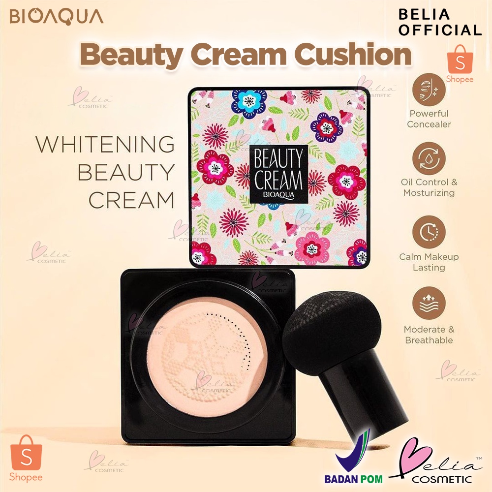 ❤ BELIA ❤ BIOAQUA Beauty Cream Cushion 20g | BB Cushion | Waterproof | Foundation | Make Up | Coverage | Long Lasting | BPOM