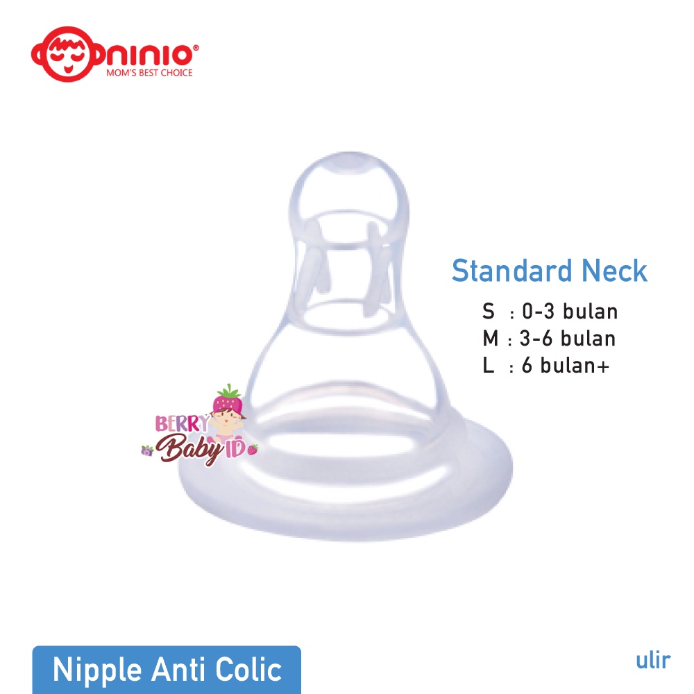 Ninio Silicone Nipple Dot Botol Susu Bayi Standard Neck BPA Free Berry Mart