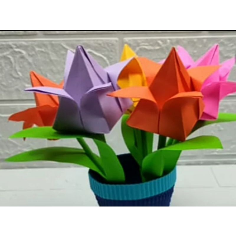 

Tugas Prakarya Bunga Tulip isi 6 Origami 2D/3D tanpa pot Dekorasi Hiasan