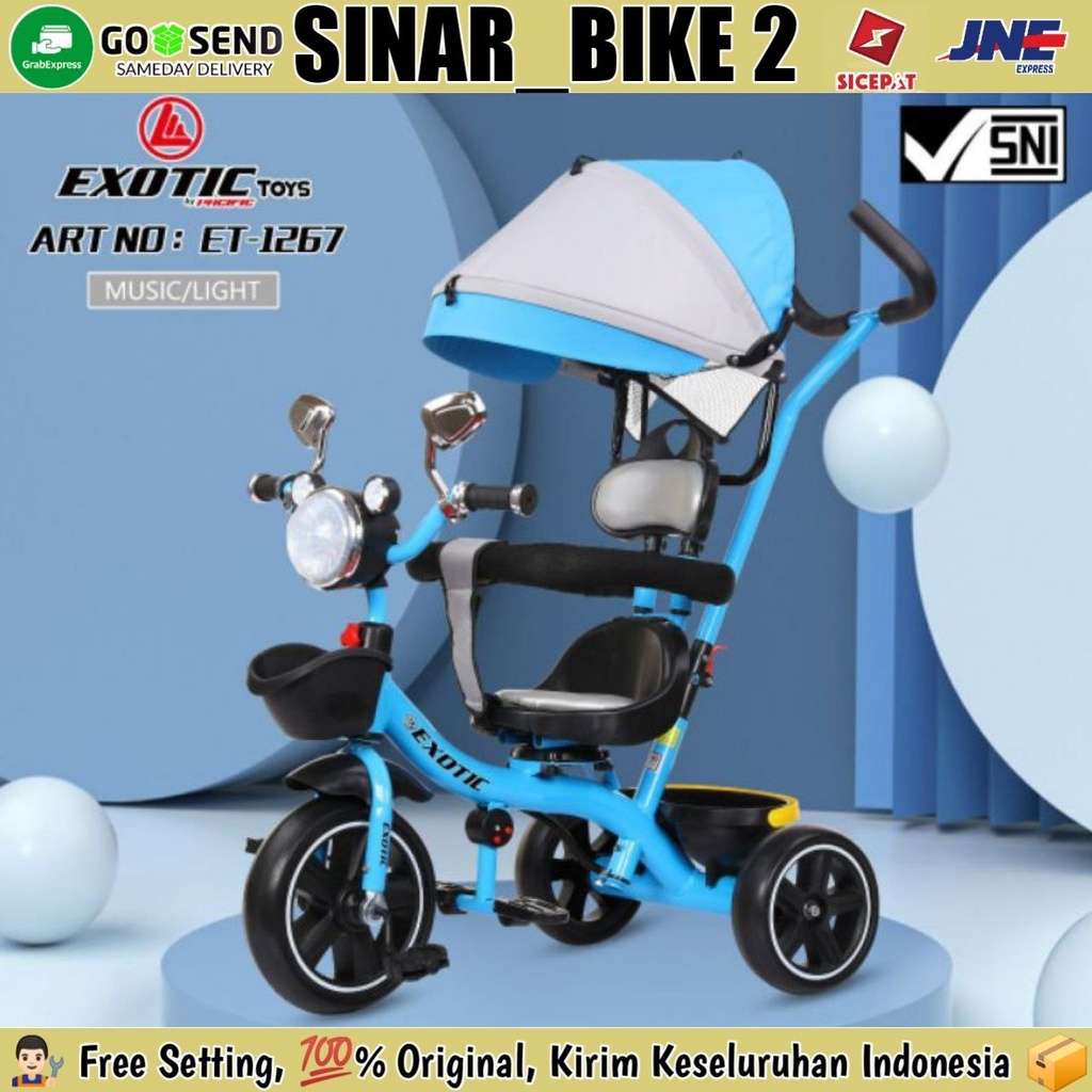 Sepeda Roda Tiga 3 EXOTIC ET-1267,1269 Kursi Putar Kanopi Tricycle Anak