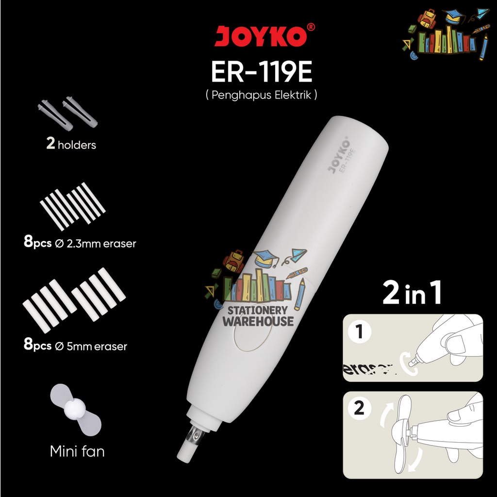 Penghapus Elektrik Electric Eraser Joyko ER-119E 2 in 1