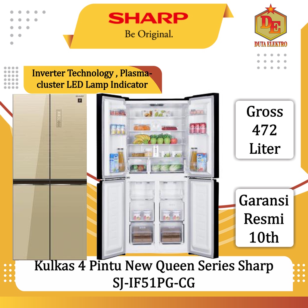 Kulkas 4 Pintu Sharp SJIF 51 PGCG New Queen Series