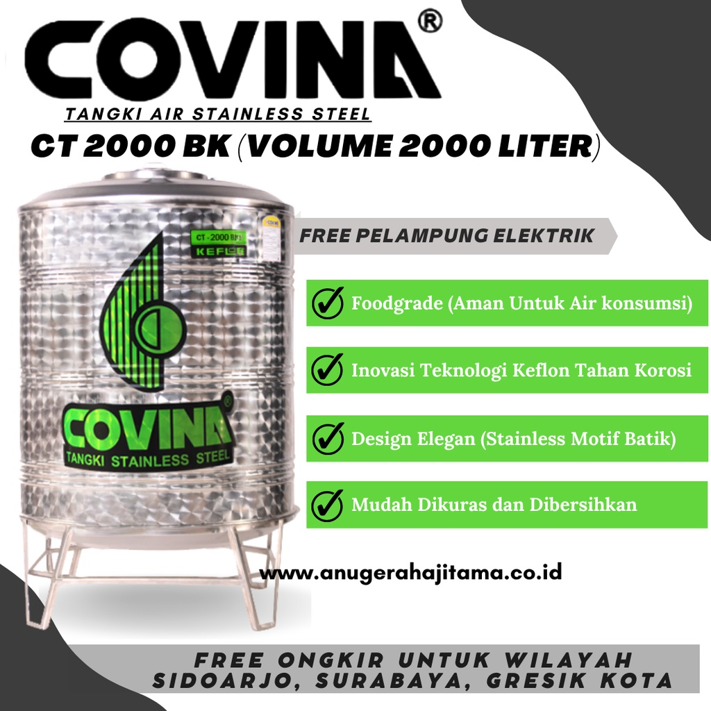Tangki Air Covina CT 2000 BK / Harga Tandon Air Covina / Tangki Air Covina Surabaya / Harga Tandon A