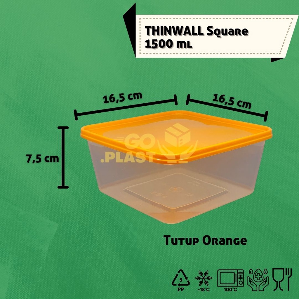 THINWALL 1500 ML WARNA / KOTAK MAKAN PLASTIK 1500 ML WARNA ISI 6 PCS