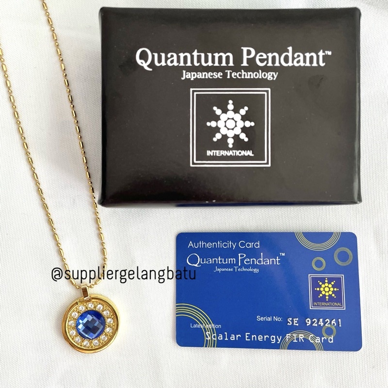 KALUNG BULAT GOLD BIRU DAN PELANGI Quantum Pendant Japanese Technology bersertifikat