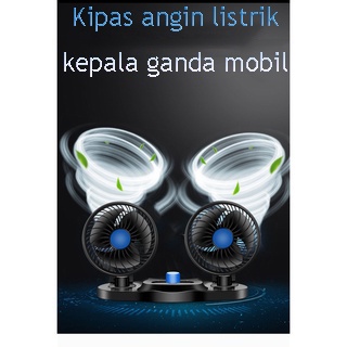 (Stok, Dikirim Dari Jakarta)Kipas angin mobil 24v truk besar 12V pendingin USB mobil lipat kipas angin super bisu kipas kepala ganda