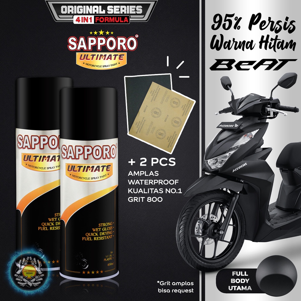 PAKET HITAM DOFF BEAT SAPPORO ULTIMATE 4 IN 1 OH01 DELUXE MATTE BLACK HONDA STREET ORIGINAL CAT SEMP