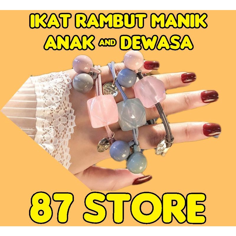 IKAT RAMBUT KOREA ELASTIS MOTIF MANIK MANIK FASHION WANITA