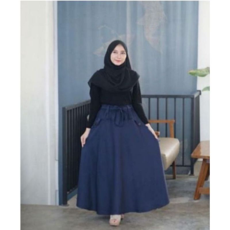 ROK PAYUNG HITAM POLOS JUMBO/ROK PAYUNG PANJANG JUMBO/ROK PAYUNG JUMBO KAIN KATUN TOYOBO