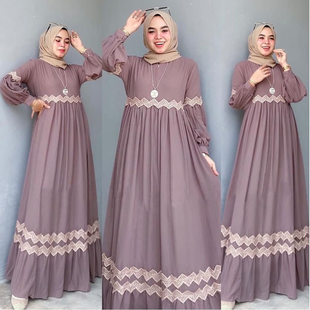 (AMD) GAMIS ELODI RENDA REMPEL DAILY BUSUI WANITA DRESS CERUTI