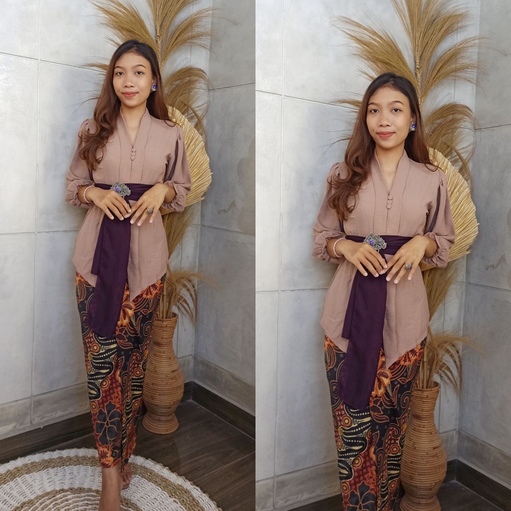 Baju Kebaya SETELAN Kebaya Bali AIRFLOW dan Rok MOSCREFT SELENDANG PANJANG STRAIT Kebaya Bali Modern