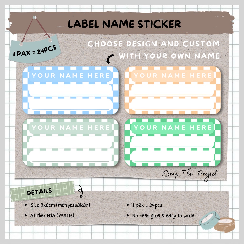 

STICKER NAME LABEL CUSTOM / STICKER BUKU NAMA ANAK 1PAX 24PCS / STIKER BUKU PELAJARAN SEKOLAH / NME PART 6