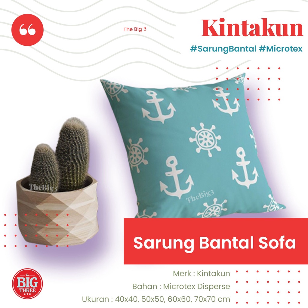 Kintakun Home Sarung Bantal Sofa 40x40 / 50x50 / 60x60 / 70x70 - Anchor Choco Limar Berry Dante Dark Brown Canyon Clay Serenity Pink Icing Hexapik Cloudstar TBT