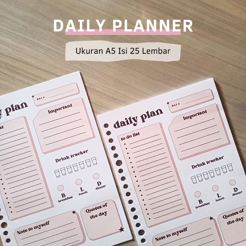

A5 Daily Planner loose leaf - Purple classic - 100 gsm 20 sheets - fytrah's project