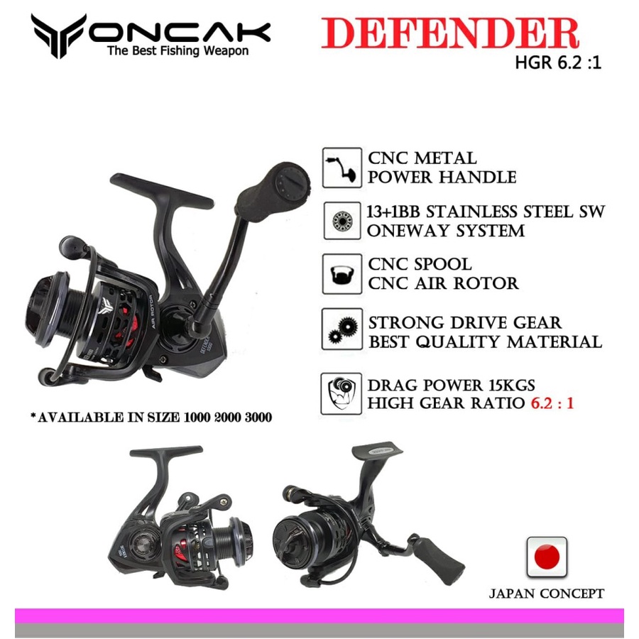 Reel Oncak Defender ratio 6.2.1 power handle 13+1 ball bearing