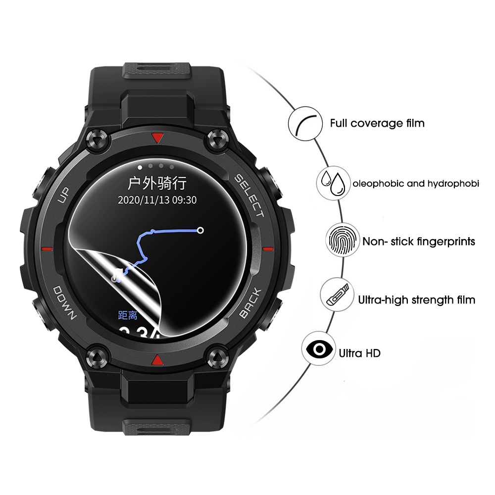 Film Pelindung Layar Hydrogel Full Cover Anti Gores / Sidik Jari Untuk Smartwatch Amazfit T-Rex Pro