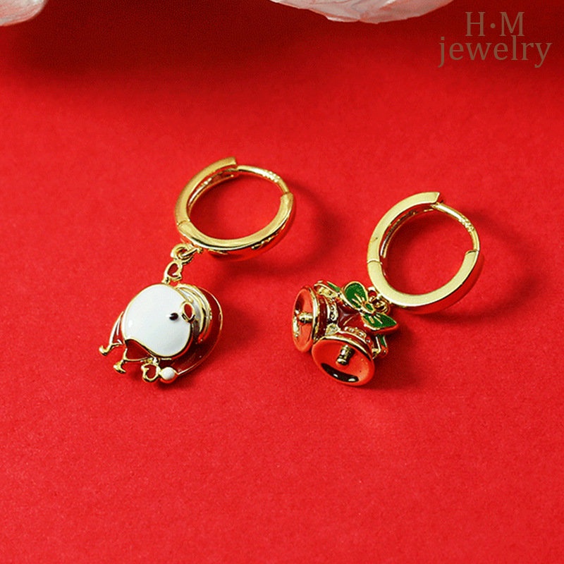 Anting Tusuk Asimetris Bahan Sterling Silver 925 Untuk Wanita