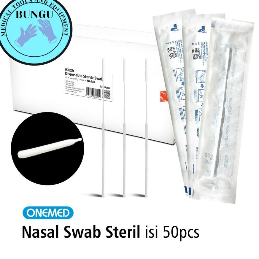 PENJUALAN TERBANYAK BUNGU Nasal Swab Steril Antigen Sterile Flocked Swab Naso Onemed Box Isi 50 Pcs 