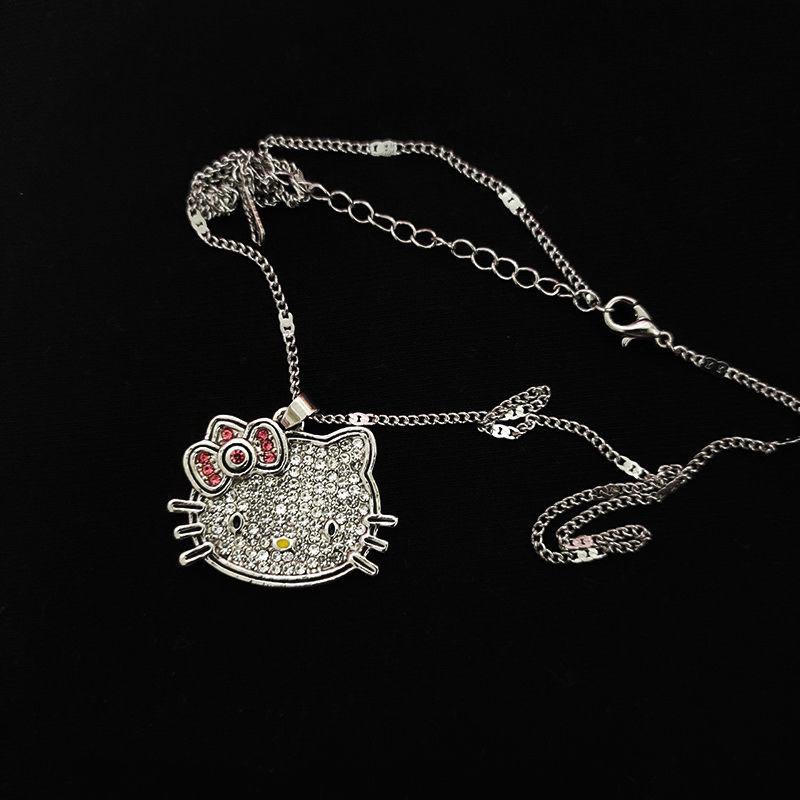 Kalung Rantai Klavikula Hias Kristal Berlian Desain Kartun Anime Hello Kitty Untuk Wanita