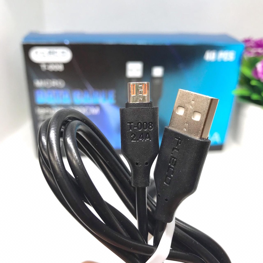 PROMO KABEL DATA FLECO T007 / T008 /CBM100 ORIGINAL MICRO BLACK SERIES 1TOPLES ISI 40PCS