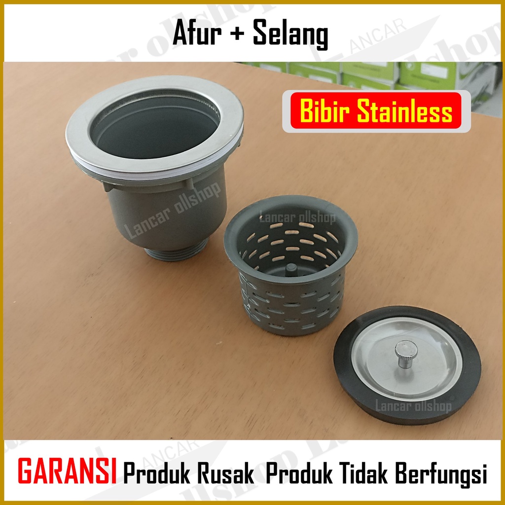 Afur Bak Cuci Piring + Selang BCP 1 Set / Selang Avur Afur Apur Saringan Pembuangan Bak Cuci Piring Set